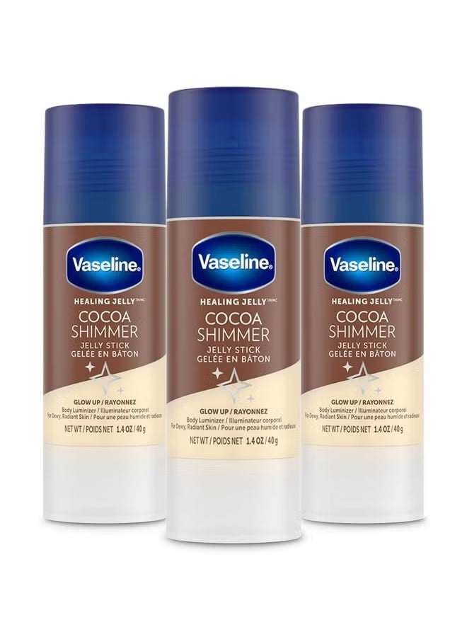 Vaseline Unilever Vaseline Cocoa Shimmer Jelly Stick GLOW UP Body Luminizer For Dewy Radiant Skin 40g - 3 Count - Image 1
